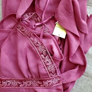 VALENTINE French lingerie French rose slip with lace night gown NEW with tag